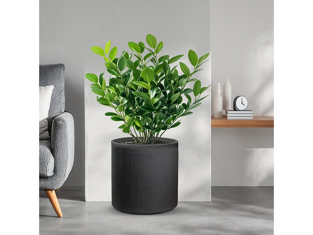 Vase en résine pour plantes d'intérieur et d'extérieur, design cylindrique rond d.36x35h Modigliani Gris