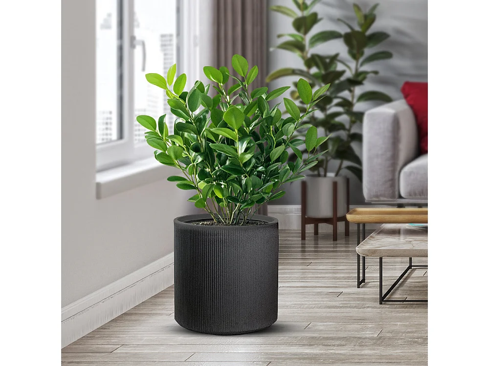 Vase en résine pour plantes d'intérieur et d'extérieur, design cylindrique rond d.36x35h Modigliani Gris