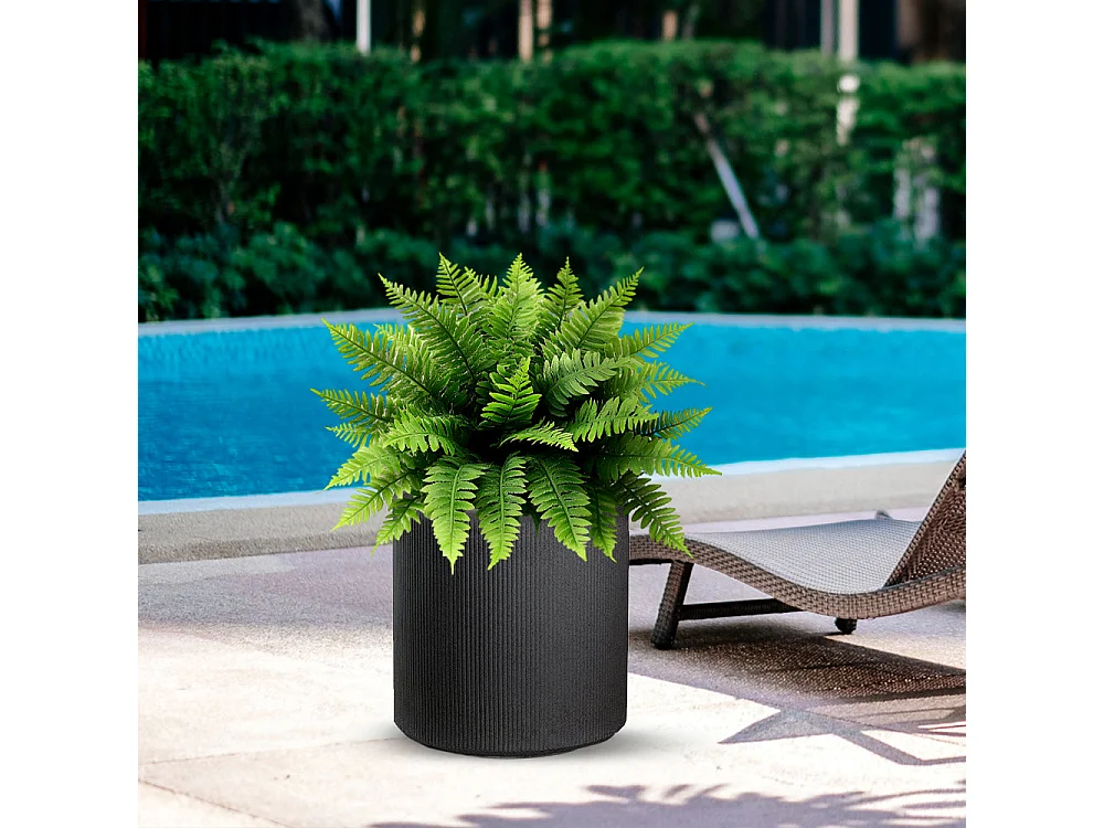 Vase en résine pour plantes d'intérieur et d'extérieur, design cylindrique rond d.36x35h Modigliani Gris