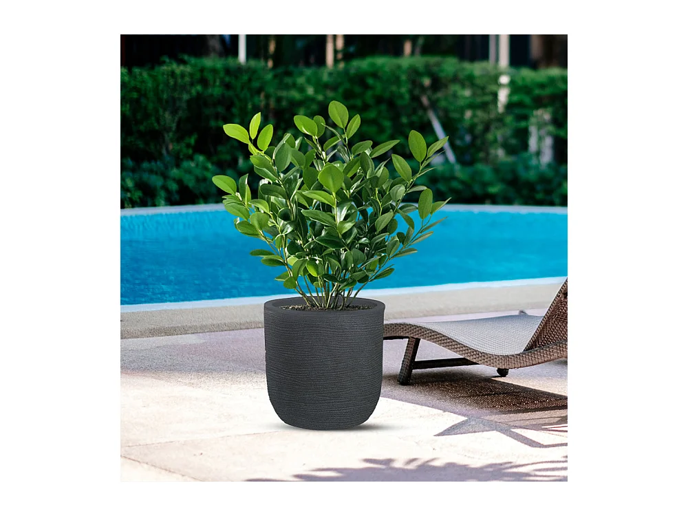 Vase en résine intérieur extérieur pour plantes cylindriques design d.35x34h Raffaello Grigio