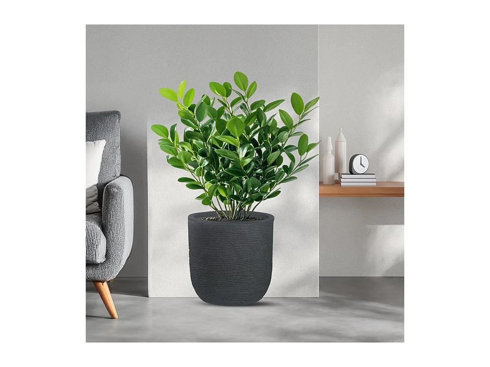 Vase en résine intérieur extérieur pour plantes cylindriques design d.35x34h Raffaello Grigio