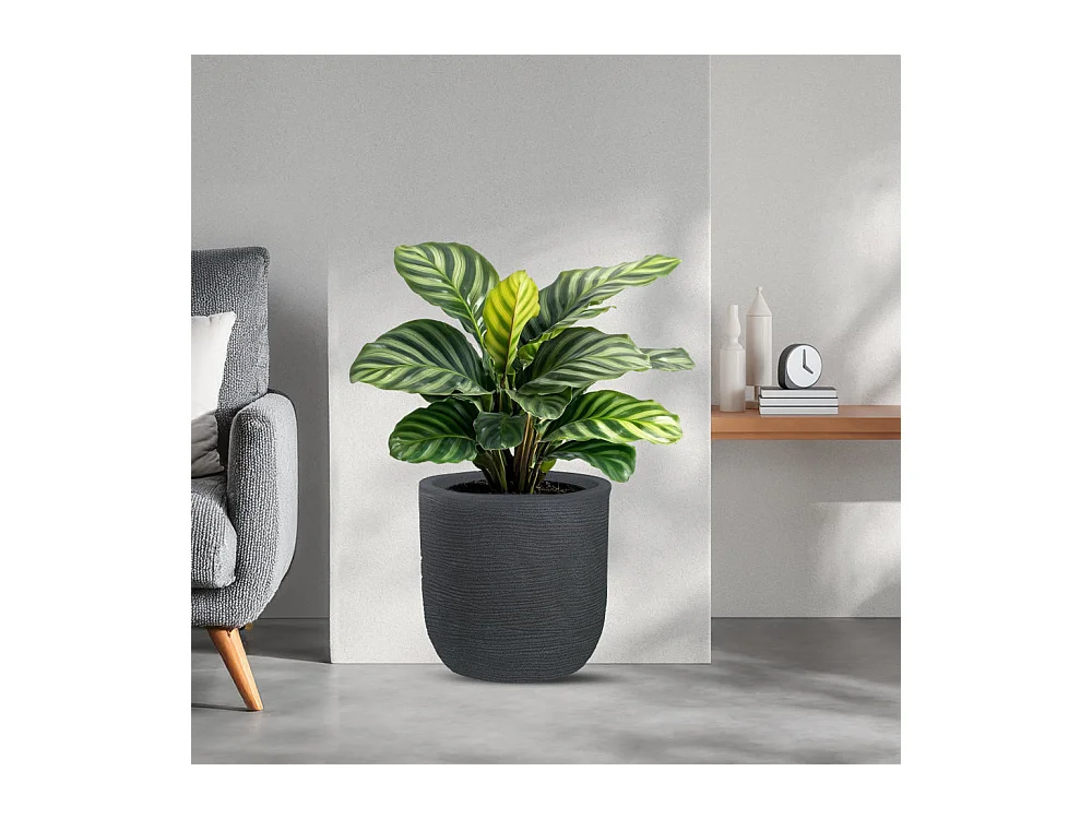 Vase en résine intérieur extérieur pour plantes cylindriques design d.35x34h Raffaello Grigio