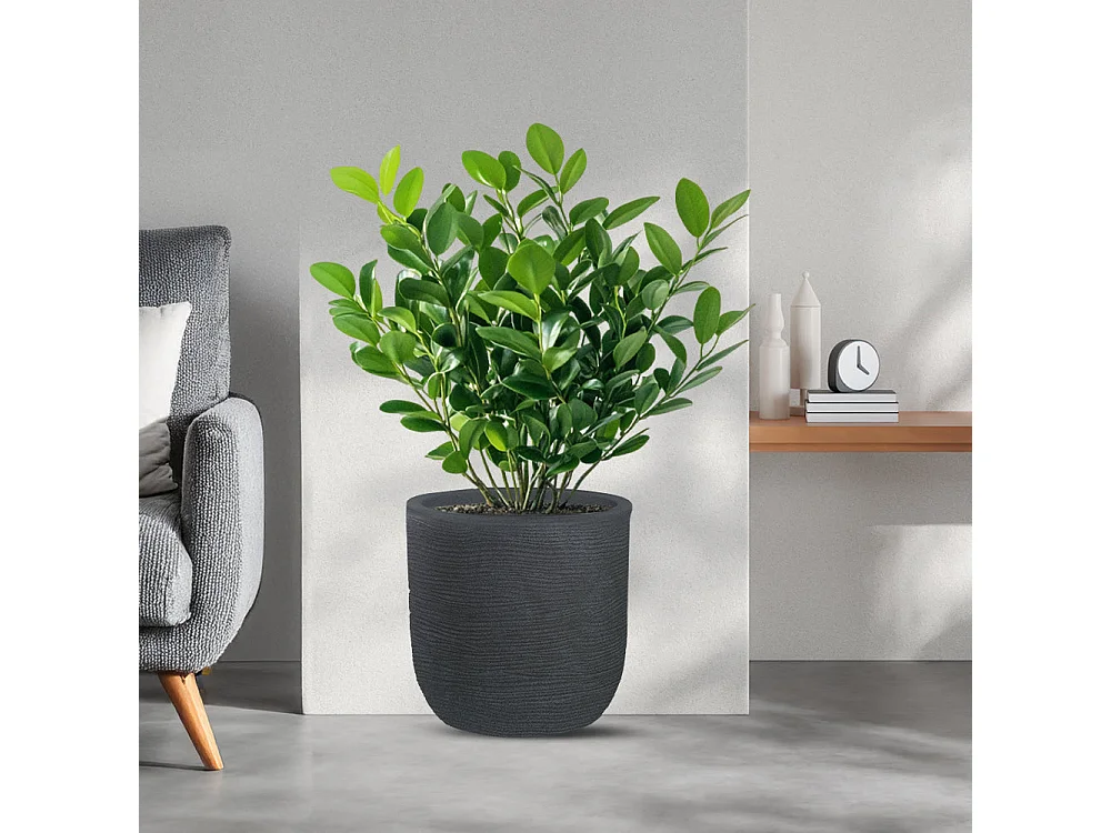 Wazon żywiczny cylindryczny Raffaello Grigio 35x34cm do roślin doniczkowych i ogrodowych