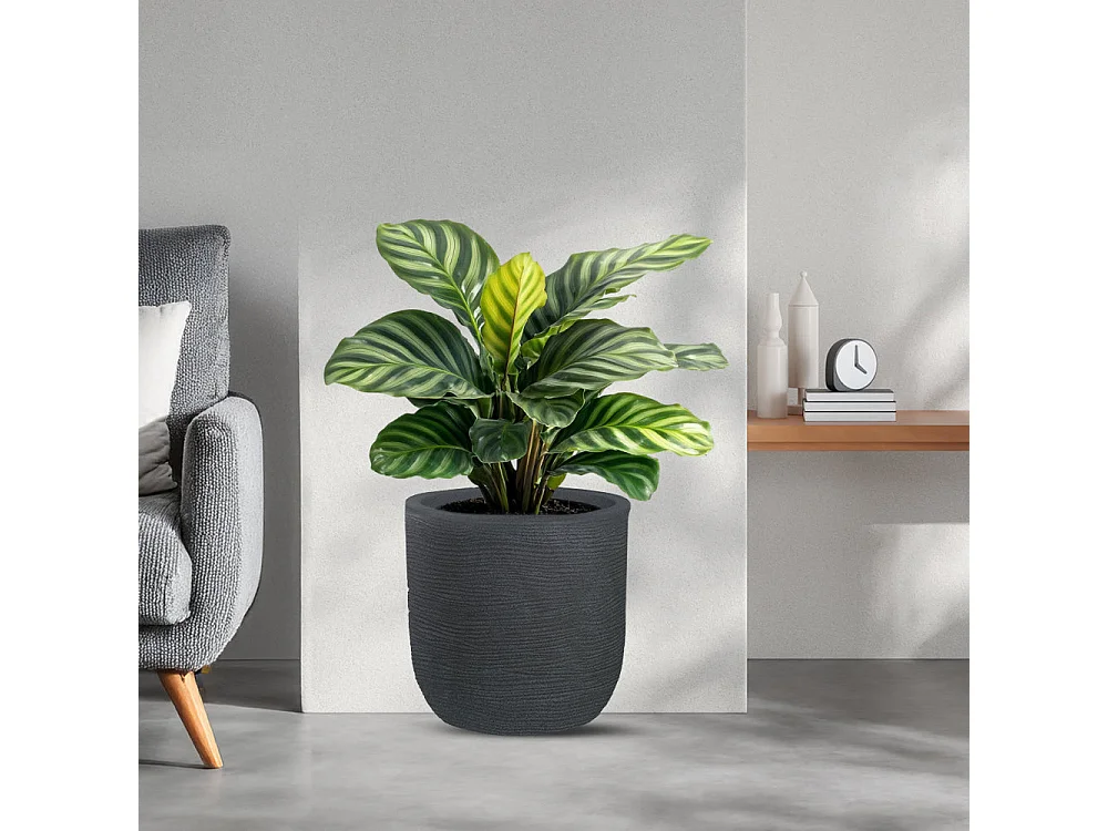 Wazon żywiczny cylindryczny Raffaello Grigio 35x34cm do roślin doniczkowych i ogrodowych