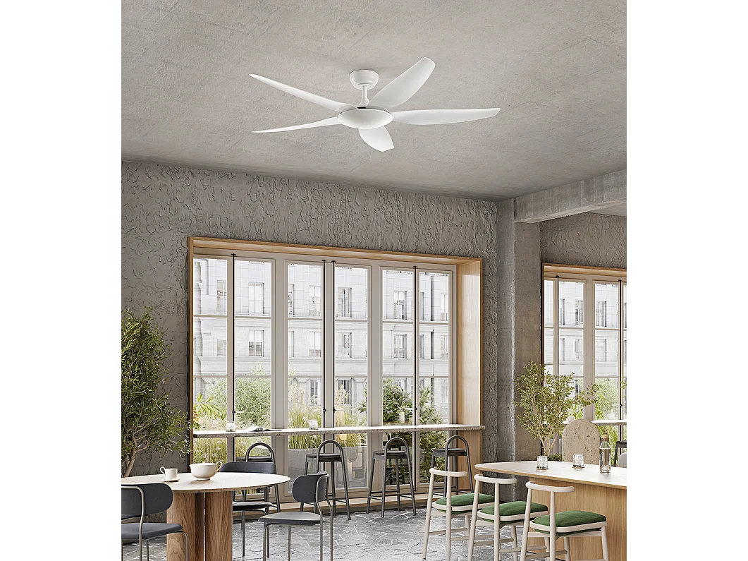 Ventilateur de Plafond sans Lumière Perenz 7200 B Blanc d. 142 cm, 5 Pales, 5 Vitesses, Moteur DC 50W, Silencieux