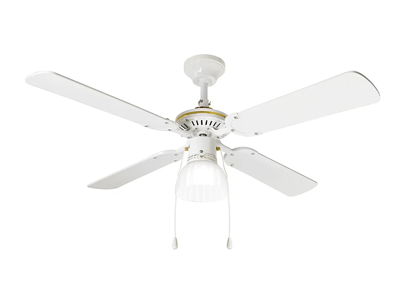 Ventilador de teto com luz Perenz 7064 B Branco - Ø 105 cm, 4 pás, 3 velocidades, motor AC 50W, silencioso, conexão para lâmpada E27