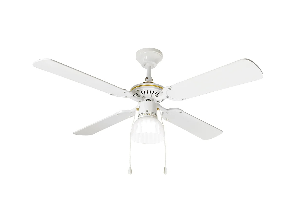 Ventilador de teto com luz Perenz 7064 B Branco - Ø 105 cm, 4 pás, 3 velocidades, motor AC 50W, silencioso, conexão para lâmpada E27