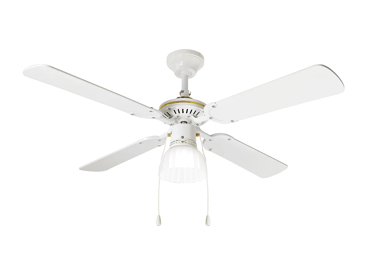 Ventilador de teto com luz Perenz 7064 B Branco - Ø 105 cm, 4 pás, 3 velocidades, motor AC 50W, silencioso, conexão para lâmpada E27