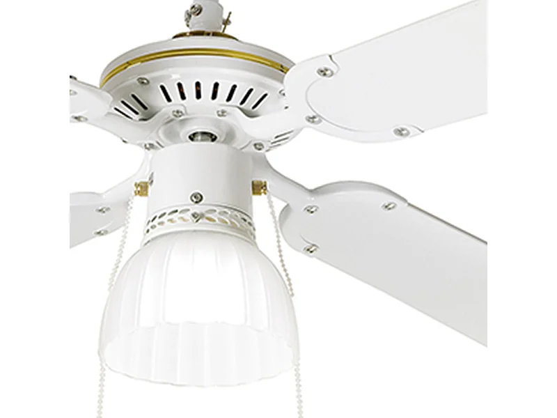 Ventilateur plafond Perenz 7064B blanc d.105 cm, 4 pales, 3 vitesses, moteur AC 50W, E27, silencieux et efficace