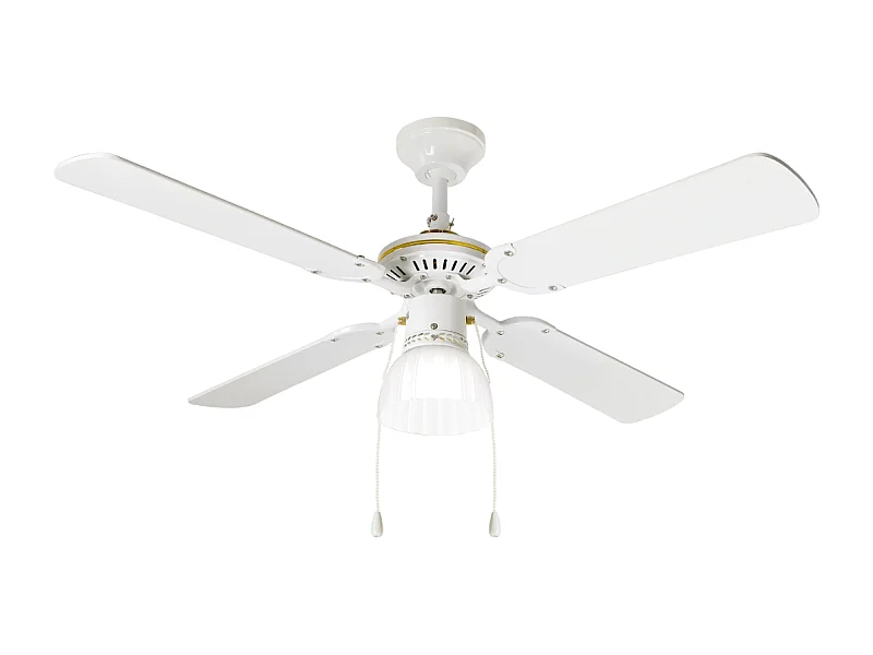 Ventilador de teto com luz Perenz 7064 B Branco - Ø 105 cm, 4 pás, 3 velocidades, motor AC 50W, silencioso, conexão para lâmpada E27