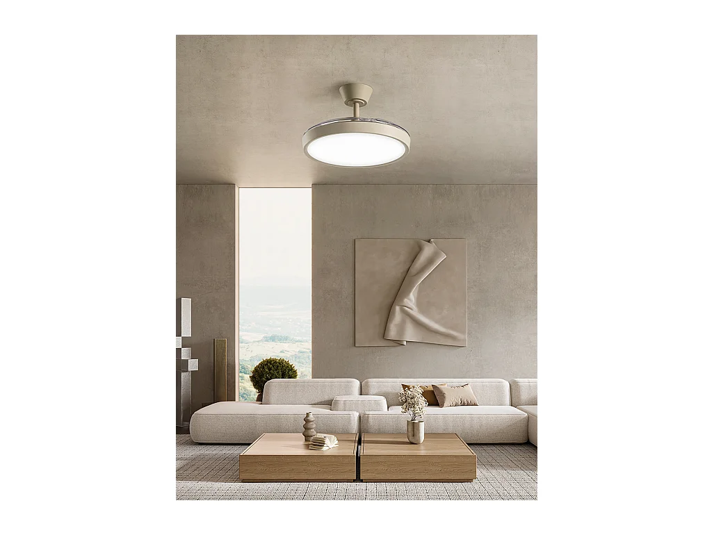 Deckenventilator mit Licht Perenz 7196 R CT Sand – Ø 106 cm, 3 Flügel, 6 Geschwindigkeiten, 40 W Gleichstrommotor, geräuschlos