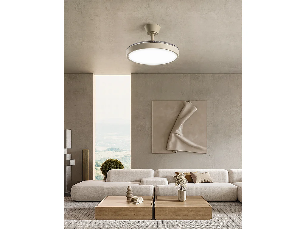 Ventilateur de plafond avec lumière Perenz 7196 R CT Sand d. 106 cm, 3 pales, 6 vitesses, moteur DC 40W, silencieux