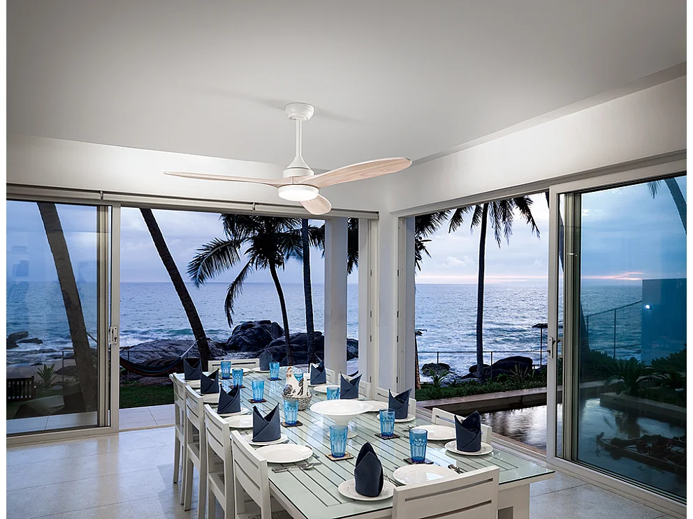 Ventilateur Triad en métal peint blanc mat 18w LED 7170 B CT Moteur DC