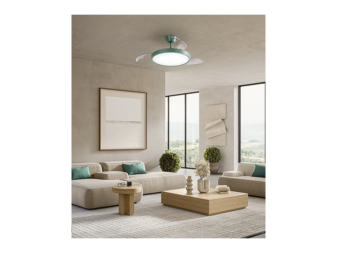 Deckenventilator mit Licht Perenz 7196 R CT Grün – Ø 106 cm, 3 Flügel, 6 Geschwindigkeiten, 40-W-Gleichstrommotor, geräuschlos