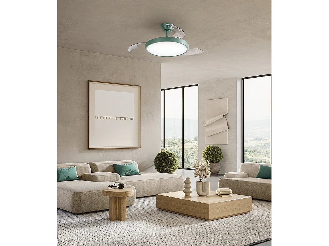 Deckenventilator mit Licht Perenz 7196 R CT Grün - Ø 106 cm, 3 Flügel, 6 Geschwindigkeiten, 40-W-Gleichstrommotor, geräuschlos