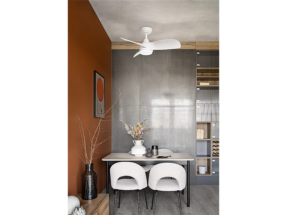 Ventilateur de Plafond avec Lumière Perenz 7192 B CT Blanc d. 91,5 cm, 3 Pales, 6 Vitesses, Moteur DC 35W, Silencieux