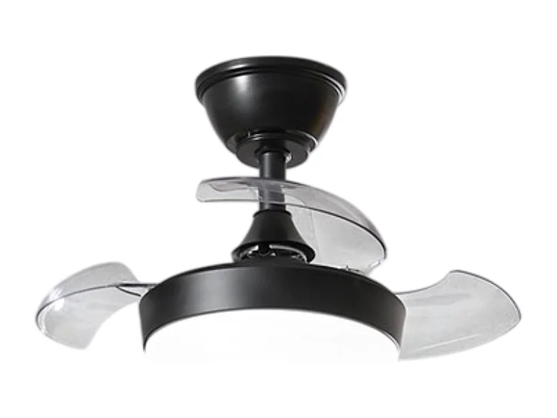 Ventilador de techo con luz Perenz 7169 B CT Negro – Ø 56 cm, 3 aspas retráctiles, 6 velocidades, motor DC de 24 W, silencioso