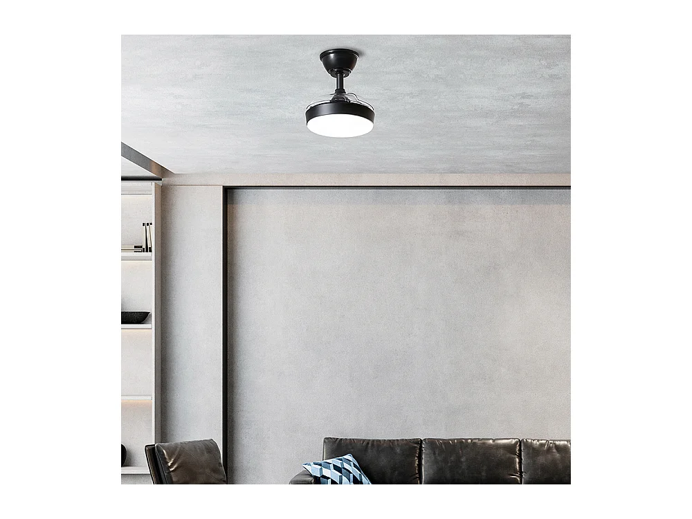 Mini ventilador aberto + em metal pintado de preto fosco 24w LED 7169 N CT motor DC