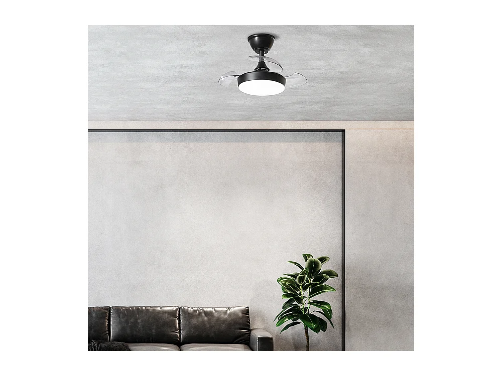 Mini ventilador aberto + em metal pintado de preto fosco 24w LED 7169 N CT motor DC