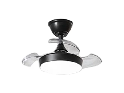 Mini ventilador aberto + em metal pintado de preto fosco 24w LED 7169 N CT motor DC