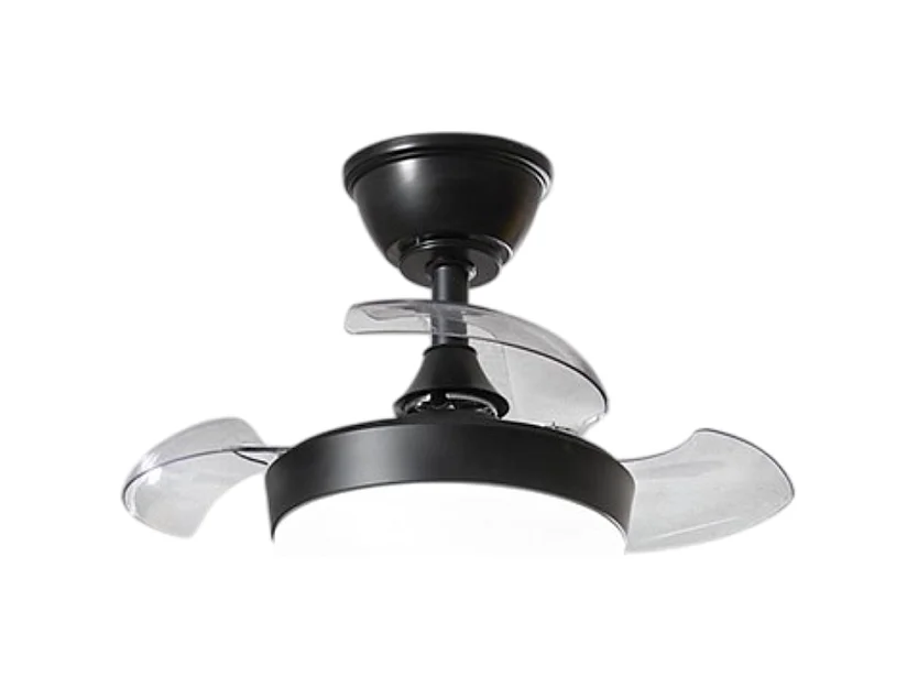 Ventilatore da Soffitto con luce Perenz 7169 B CT Nero - Ø 56 cm, 3 Pale a scomparsa, 6 Velocità, Motore DC 24W, Silenzioso