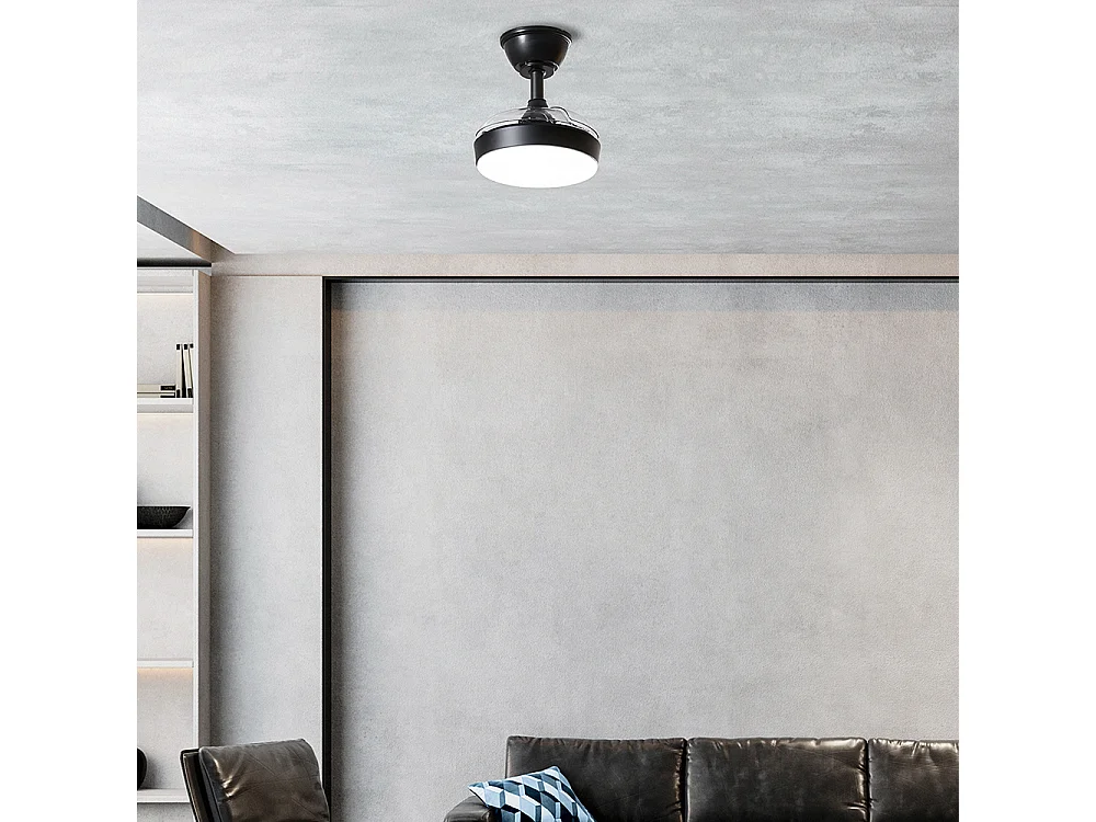 Ventilateur plafond Perenz 7169B CT noir d.56 cm, 3 pales rétractables, moteur DC 24W, 6 vitesses, design compact