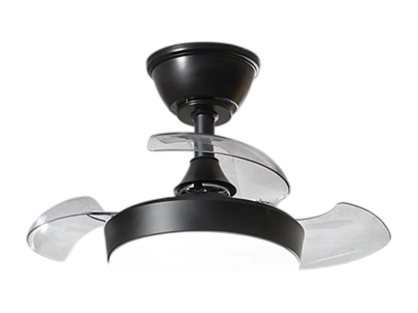 Deckenventilator mit Licht Perenz 7169 B CT Schwarz - Ø 56 cm, 3 einziehbare Flügel, 6 Geschwindigkeiten, 24-W-Gleichstrommotor, geräuschlos