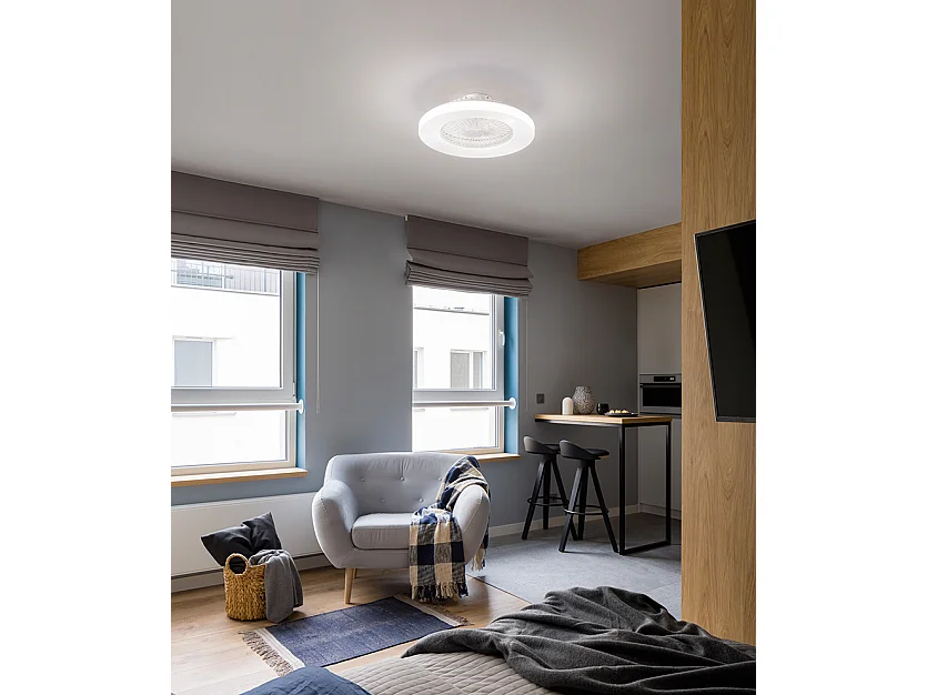 Ventilador de techo con luz Perenz 7174 B CT Blanco - Ø 58 cm, 5 aspas, 3 velocidades, motor DC de 35 W, silencioso