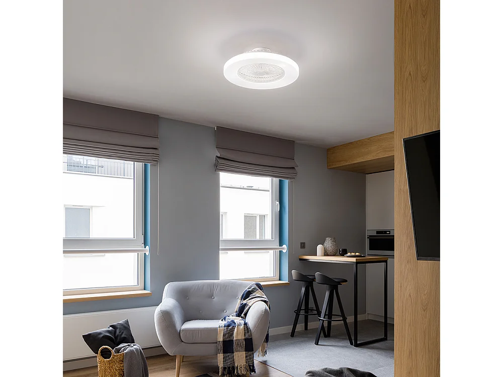 Ventilador de techo con luz Perenz 7174 B CT Blanco - Ø 58 cm, 5 aspas, 3 velocidades, motor DC de 35 W, silencioso