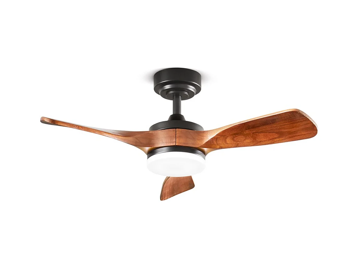 Ventilateur de Plafond avec Lumière Perenz 7186 N CT Noir d. 90 cm, 3 Pales, 6 Vitesses, Moteur DC 40W, Silencieux