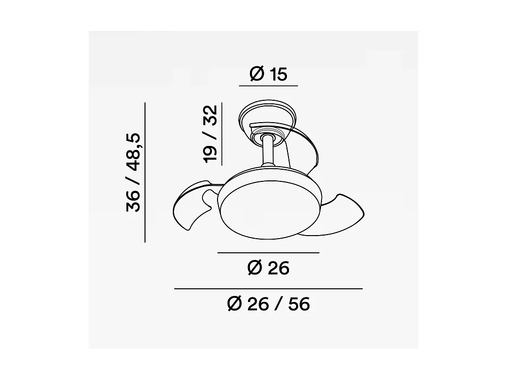 Mini Open Ventilator + aus mattweiß lackiertem Metall 24 W LED 7169 B CT DC-Motor