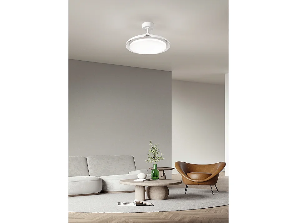 Ventilateur de Plafond avec Lumière Perenz 7190 B CT Blanc d. 106 cm, 4 Pales, 6 Vitesses, Moteur DC 35W, Silencieux