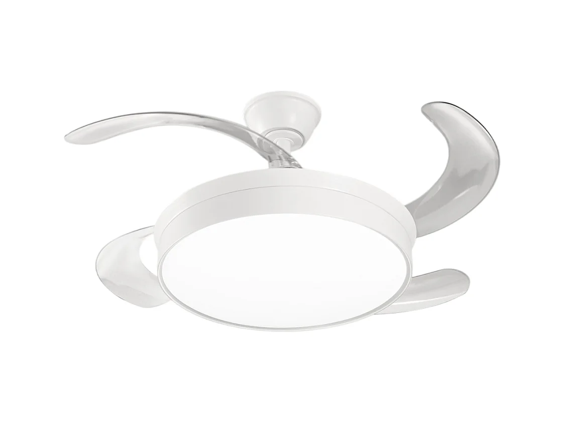 Deckenventilator mit Licht Perenz 7165 B CT Weiß – Ø 106 cm, 4 einziehbare Flügel, 6 Geschwindigkeiten, 30-W-Gleichstrommotor, geräuschlos