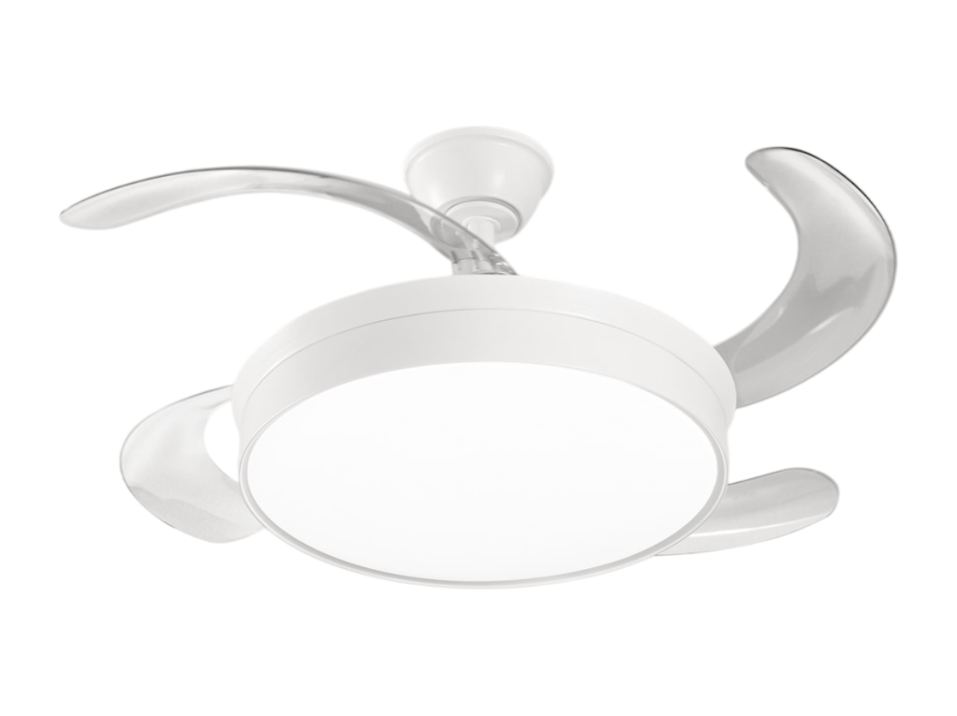 Ventilatore da Soffitto con luce Perenz 7165 B CT Bianco - Ø 106 cm, 4 Pale a scomparsa, 6 Velocità, Motore DC 30W, Silenzioso