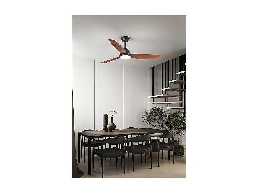 Deckenventilator mit Licht Perenz 7189 N CT Schwarz – Ø 132 cm, 3 Flügel, 6 Geschwindigkeiten, 40-W-Gleichstrommotor, geräuschlos