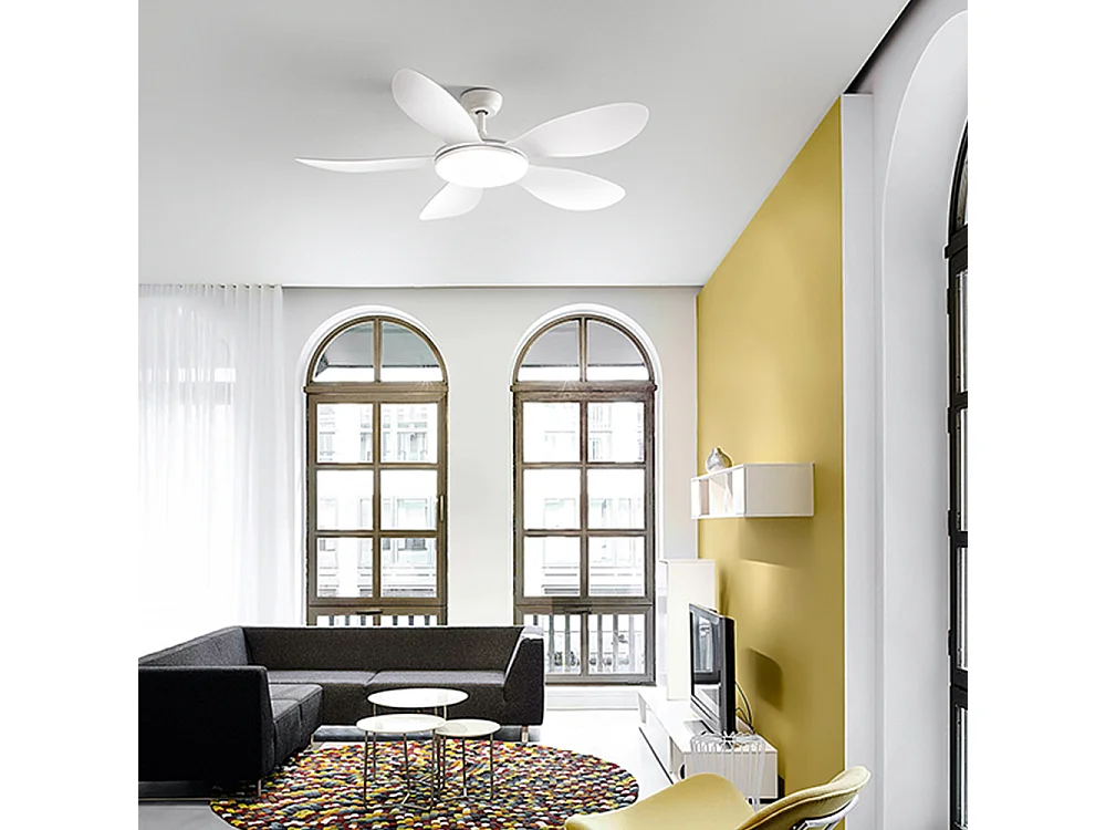 Ventilatore da Soffitto con luce Perenz 7172 B CT Bianco - Ø 130 cm, 5 Pale, 5 Velocità, Motore DC 40W, Silenzioso