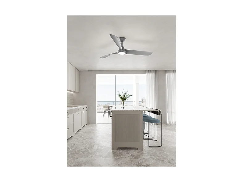 Deckenventilator mit Licht Perenz 7204 GR CT Grau – Ø 132 cm, 3 Flügel, 6 Geschwindigkeiten, 35-W-Gleichstrommotor, geräuschlos