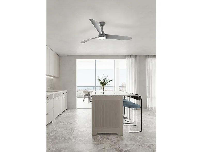 Ventilatore da Soffitto con luce Perenz 7204 GR CT Grigio - Ø 132 cm, 3 Pale, 6 Velocità, Motore DC 35W, Silenzioso