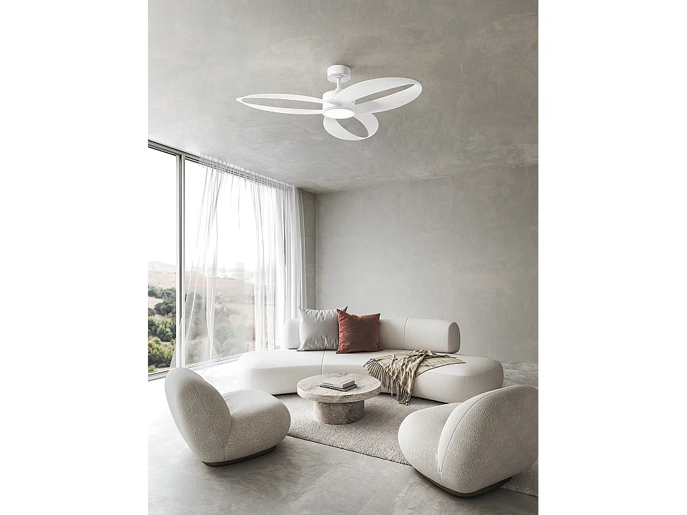 Ventilador de Teto com Luz Perenz 7202 B CT Branco - Ø 132 cm, 3 Lâminas, 6 Velocidades, Motor DC 35W, Silencioso