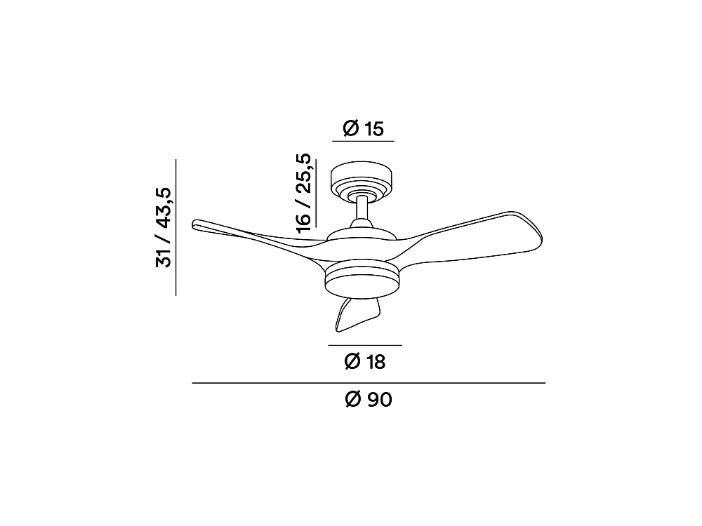 Ventilatore da Soffitto con luce Perenz 7186 B CT Bianco - Ø 90 cm, 3 Pale, 6 Velocità, Motore DC 40W, Silenzioso