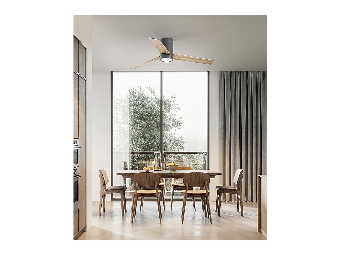 Deckenventilator mit Licht Perenz 7185 GR CT Schwarz – Ø 132 cm, 3 Flügel, 6 Geschwindigkeiten, 40-W-Gleichstrommotor, geräuschlos