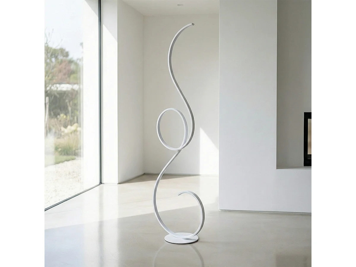 Flok LED-Stehleuchte von Ondaluce, 44 W, 4400 lm, 3000 K, H. 157 cm, dimmbar, Weiß