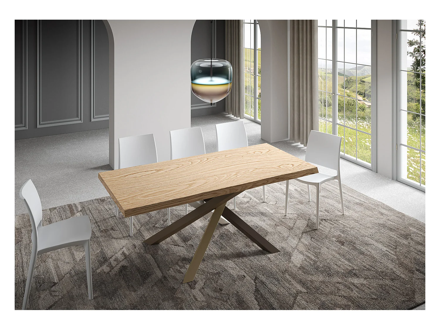 Table fixe 90x200 cm Versalux pieds chêne écorcé 4/C