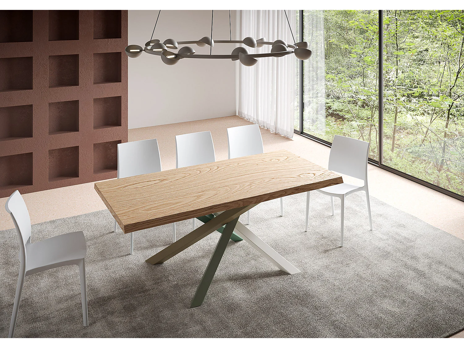 Fixed table 90x180 cm Versalux debarked oak legs 4/A