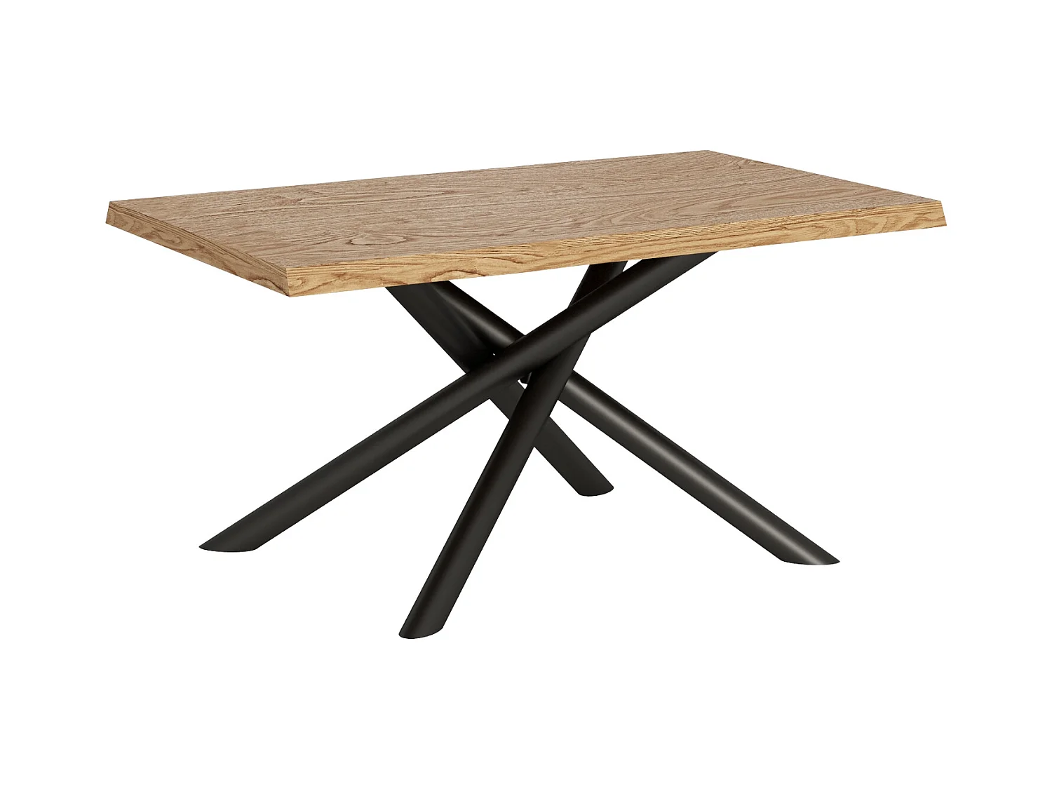Table fixe 90x160 cm Vindral chêne écorcé pieds anthracite
