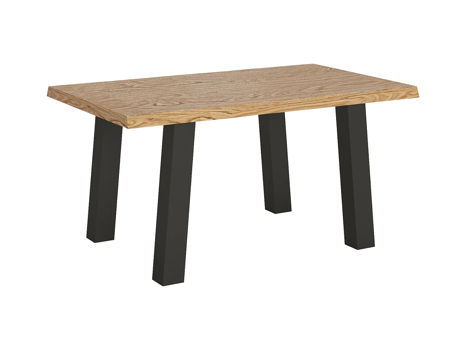 Fester Tisch 90x160 cm Svalen entrindete Eiche mit anthrazitfarbenen Beinen