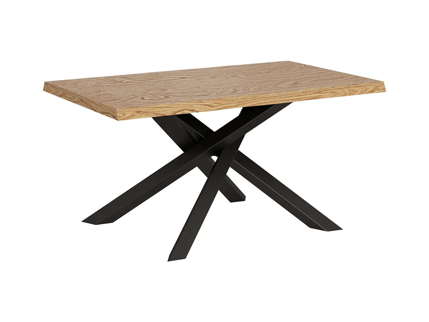 Fester Tisch 90x160 cm Versalux entrindete Eiche mit anthrazitfarbenen Beinen