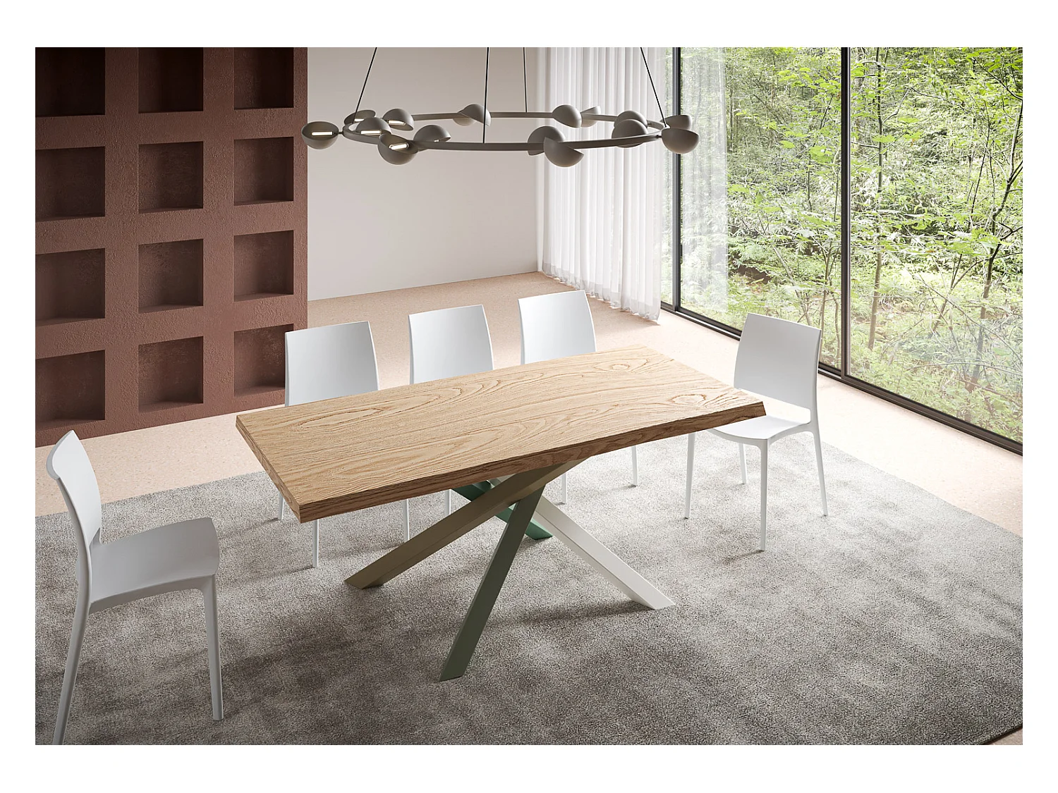 Table fixe 90x200 cm Versalux pieds chêne écorcé 4/A