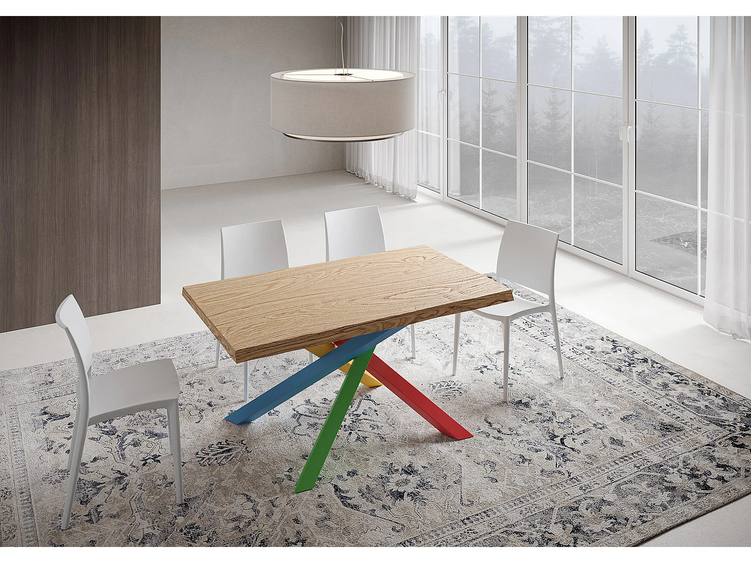 Fixed table 90x140 cm Versalux debarked oak legs 4/B