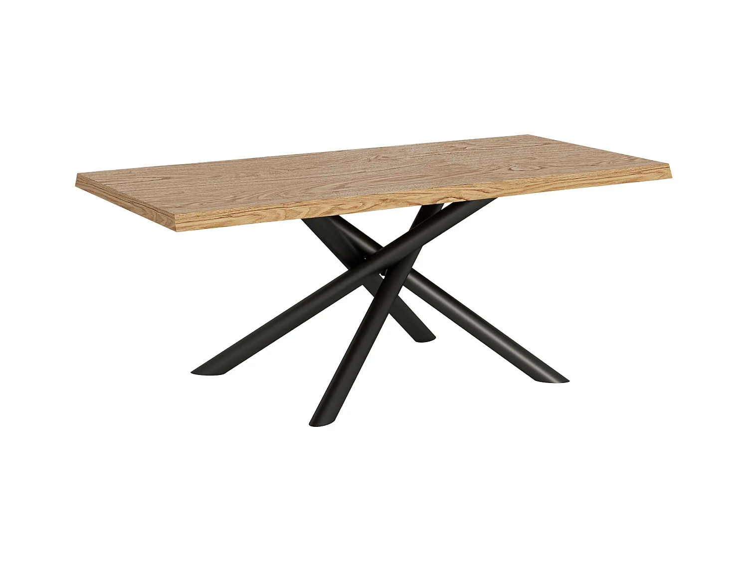 Table fixe 90x200 cm Vindral chêne écorcé pieds anthracite